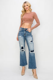 Risen Full Size High Rise Distressed Ankle Flare Jeans | Daverri Fashions