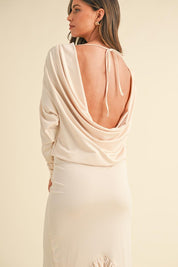 Mable Backless Asymmetric Ruffle Hem Dress | Daverri Fashions