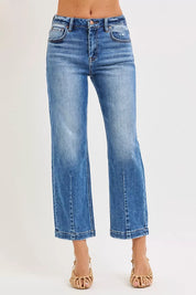 RISEN High Rise Crop Boyfriend Tapered Jeans | Jeans Daverri Fashions