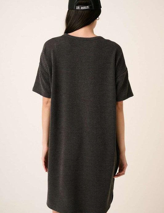 Mittoshop Urban Rib Knit Short Sleeve Tee Dress | Daverri Fashions
