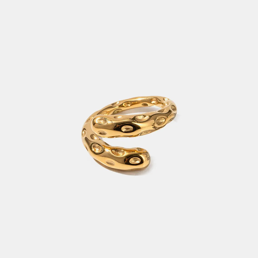 Gold One Size Titanium Steel Gold-Plated Bypass Ring | Rings Daverri Fashions