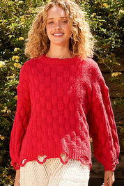 POL Checkered Distressed Edge Sweater | Sweaters Daverri Fashions