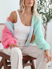 Color Block Open Front Cardigan | Daverri Fashions