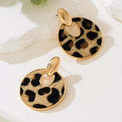 Leopard Circle Dangle Earrings | Earrings Daverri Fashions