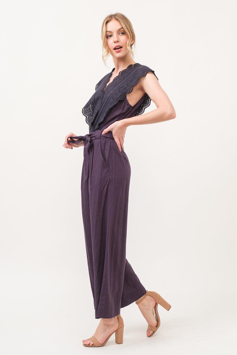 And The Why Laced Surplice Tie Waist Jumpsuit | Jumpsuits Daverri Fashions
