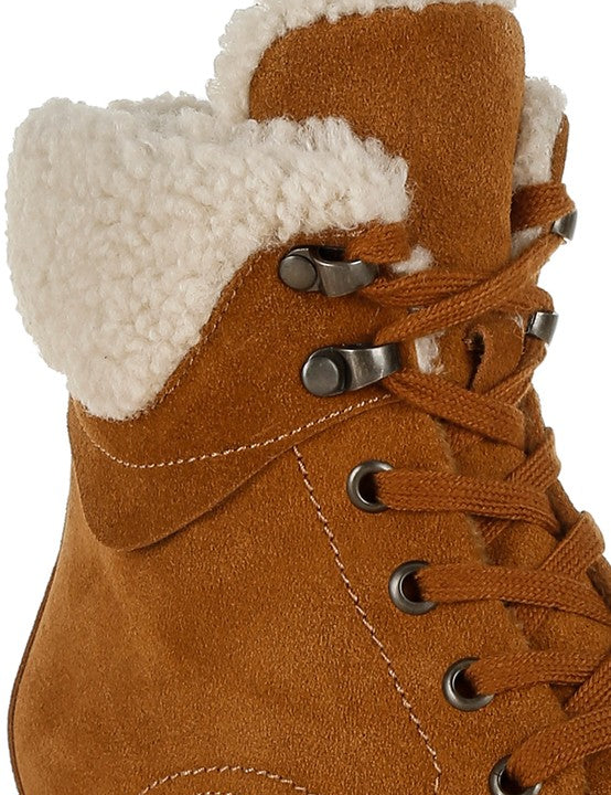 Madoka Fur Collar Chunky Ankle Boots | Boots Daverri Fashions
