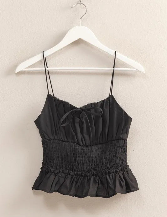HYFVE Poplin Smocked Waist Summery Cami Top | Cami Tops Daverri Fashions