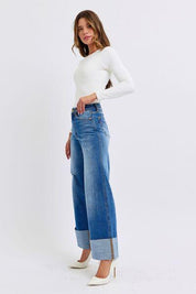 Judy Blue Full Size Distressed High Waist Wide Leg Jeans | Jeans Daverri Fashions