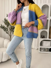 Color Block Open Front Cardigan | Cardigans Daverri Fashions