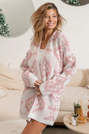 BiBi Aztec Pattern Open Front Cardigan | Cardigans Daverri Fashions