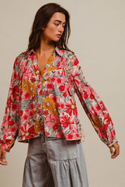 BiBi Woven Floral Printed Shirt Top | Tops Daverri Fashions