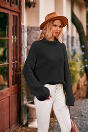 Mock Neck Drop Shoulder Sweater | Sweaters Daverri Fashions