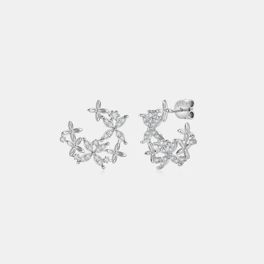 925 Sterling Silver Moissanite Lucky Clover Earrings | Sterling Silver Earrings Daverri Fashions