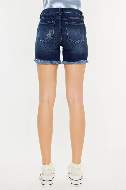 Kancan Mid Rise Button Fly Denim Shorts - DAVERRI FASHIONS