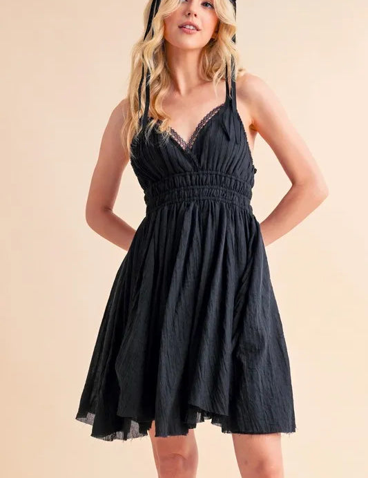 BLACK Aemi+Co Lace Detail Mini Cami Dress | Daverri Fashions