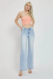 RISEN Full Size Wide Leg V Dipped Front Waist Jeans | Jeans Daverri Fashions