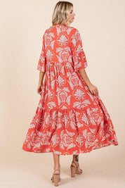 Mittoshop Abstract Leaf Print Tiered Ruffle Dress | Daverri Fashions