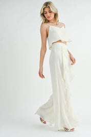 MABLE Crop Cami and Ruffled Wide Leg Pants Set | Outfit Sets Daverri Fashions