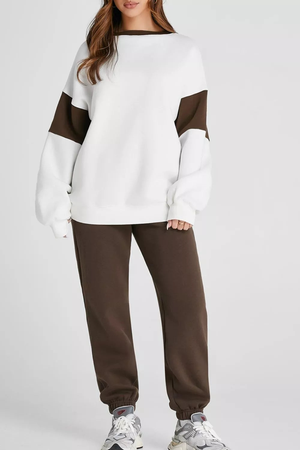 Drop Shoulder Loose Sweatshirt and Joggers Active Set | Loungewear sets Daverri Fashions