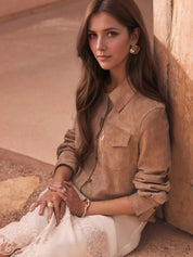 Button Front Long Sleeve Jacket | Shackets Daverri Fashions