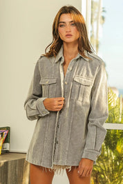 BiBi Button Up Corduroy Shacket | Shackets Daverri Fashions