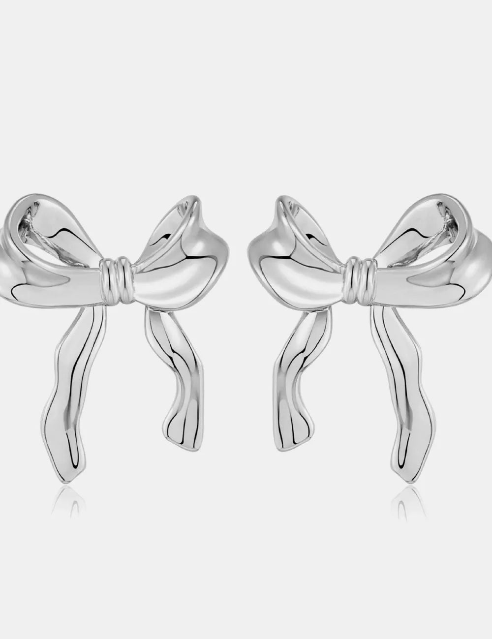 Silver One Size Gold Plated Bow Stud Earrings | Earrings Daverri Fashions