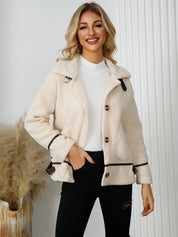 Pocketed Button Down Collared Neck Jacket | Jackets Daverri Fashions