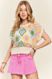 ADORA Multicolor Crochet Top | Sweaters Daverri Fashions