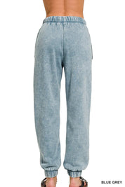 Zenana Acid Wash Fleece Sweatpants with Pockets | Sweatpants Daverri Fashions