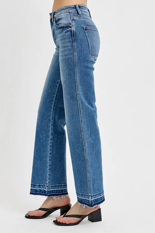RISEN Full Size Raw Hem Ankle Bootcut Jeans Plus Size | Daverri Fashions