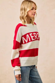 BiBi Christmas Merry Lettering Sweater | Sweaters Daverri Fashions