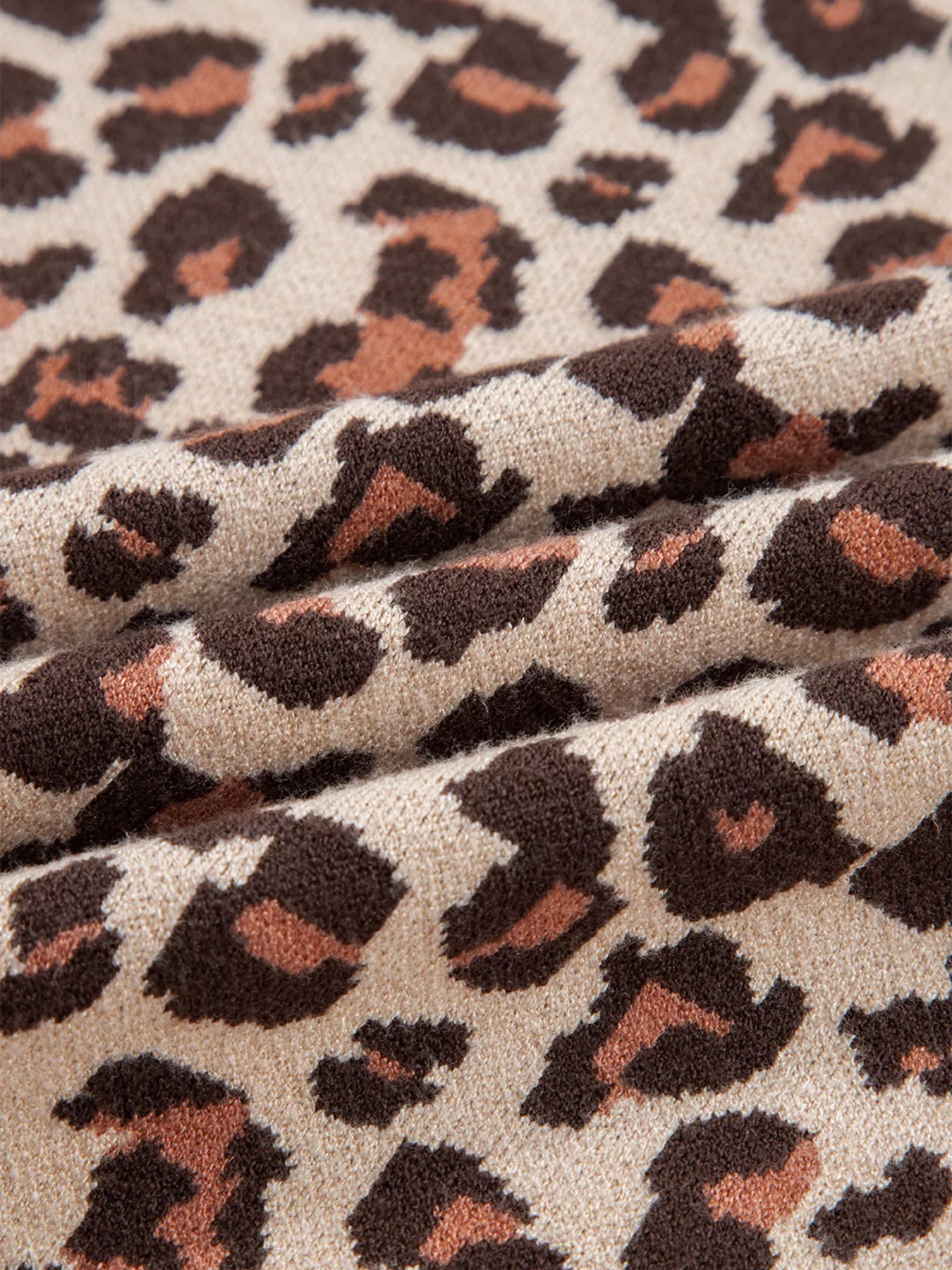 Leopard Print High Neck Shift Mini Sweater Dress | Mini Dresses Daverri Fashions