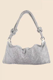 Silver One Size Fame Rhinestone Studded Hobo Bag | Hobo Bags Daverri Fashions