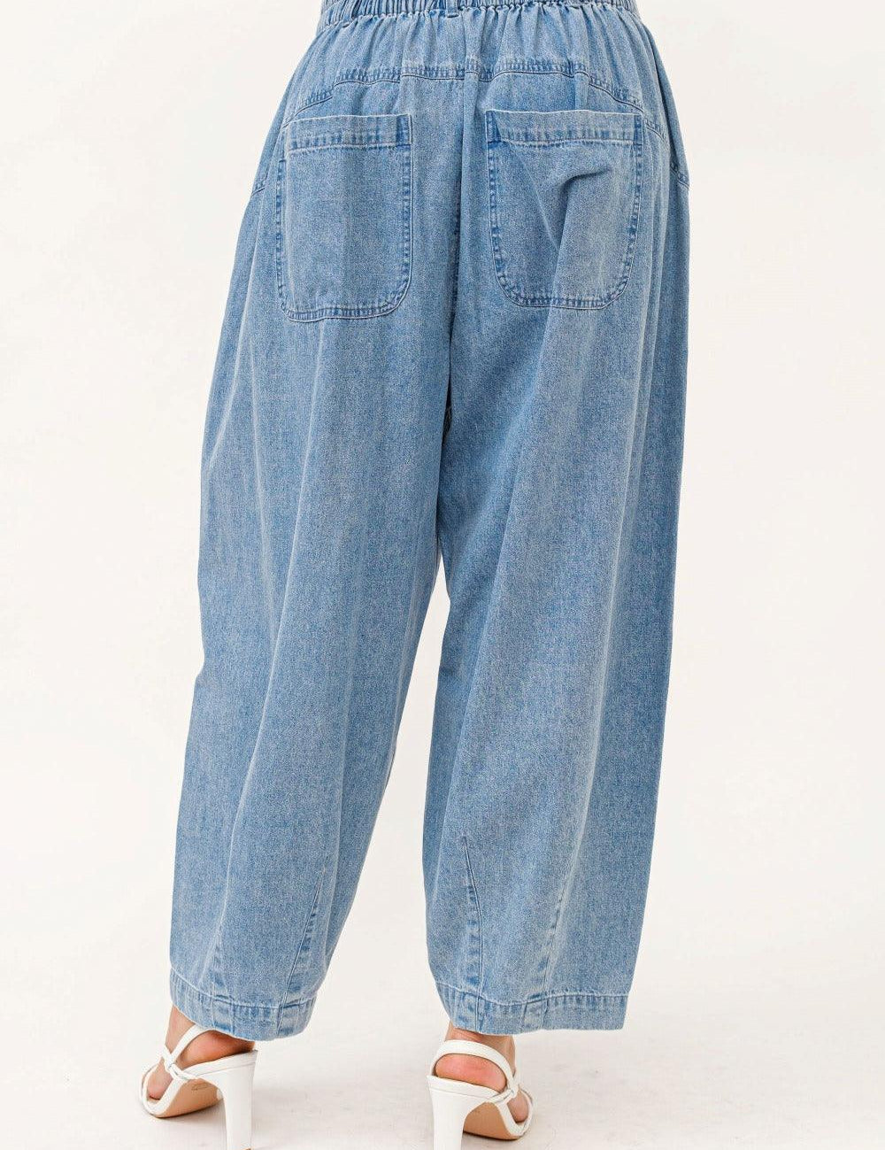 And The Why Elastic Back Pleated Baggy Jeans | Jeans Daverri Fashions