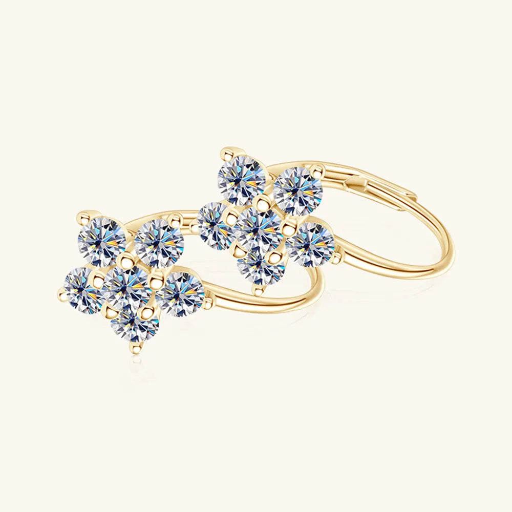 1.2 Carat 925 Sterling Silver Moissanite Flower Huggie Earrings | Sterling Silver Earrings Daverri Fashions