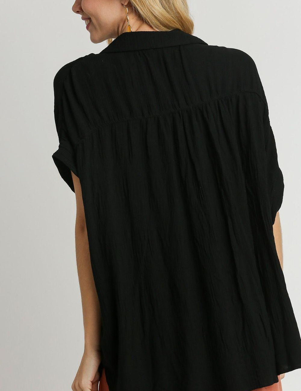 Umgee Full Size Textured Button Down Short Sleeve Shirt | Shirts Daverri Fashions