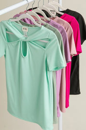 MINT BiBi Rib Knit with Cut Out and Front Twist Detailed Top | Tops Daverri Fashions
