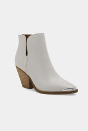 Beast Fashion Pointed Metal-Tip Toe Block Heel Ankle Boots | Boots Daverri Fashions