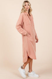 Mittoshop Button Down Long Sleeve Shirt Dress | Daverri Fashions