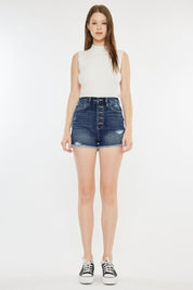 Kancan Raw Hem Button Fly Denim Shorts | Daverri Fashions