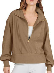 Half Zip Up Collared Sweatshirt | Sweatshirts Daverri Fashions
