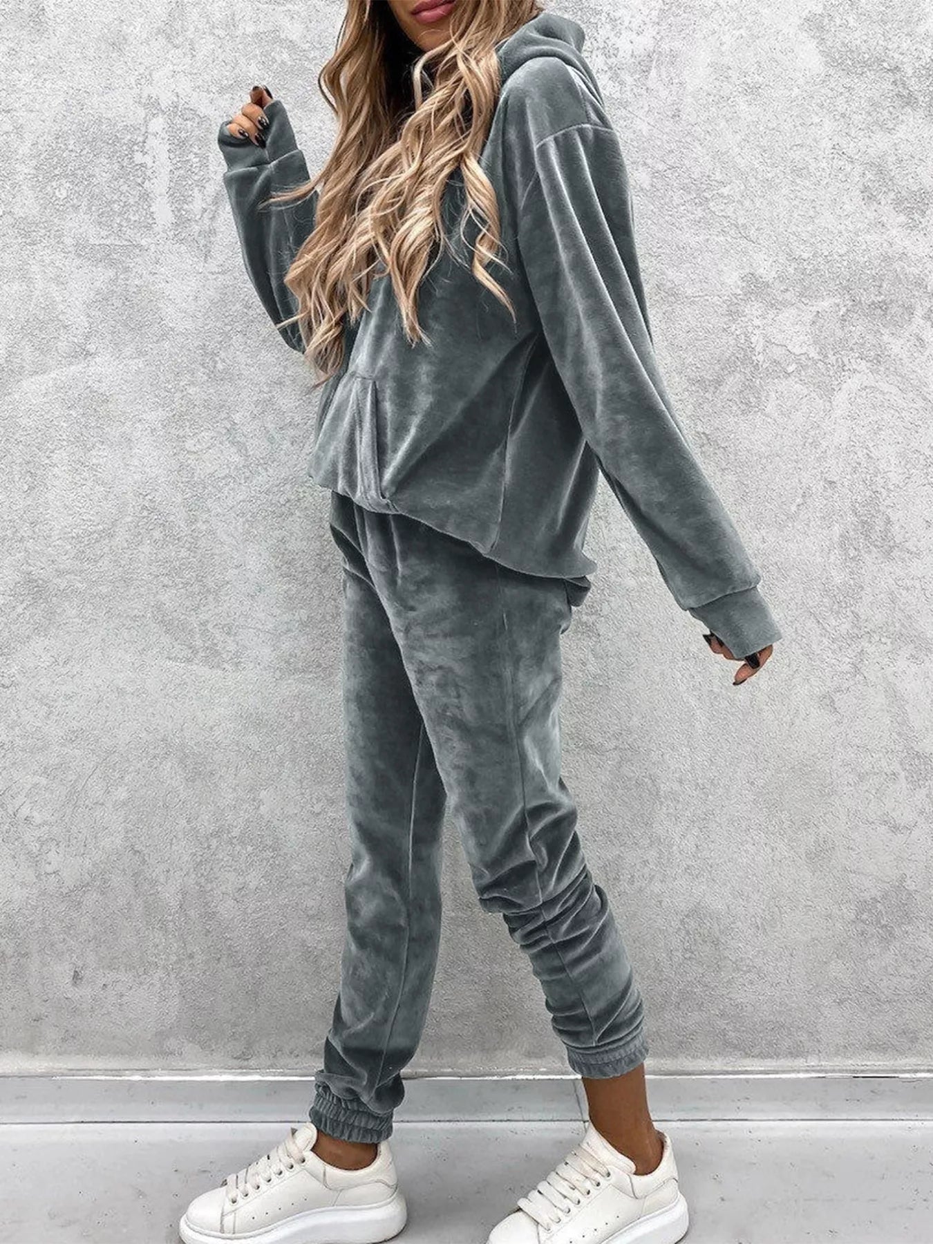 Kangaroo Pocket Hoodie and Pants Set | Loungewear Sets Daverri Fashions