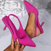 Hot Pink Point Toe Stiletto Pumps | Daverri Fashions