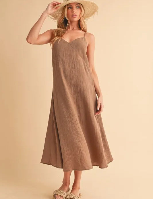 Aemi+Co Side Button Midi Cami Dress | Daverri Fashions