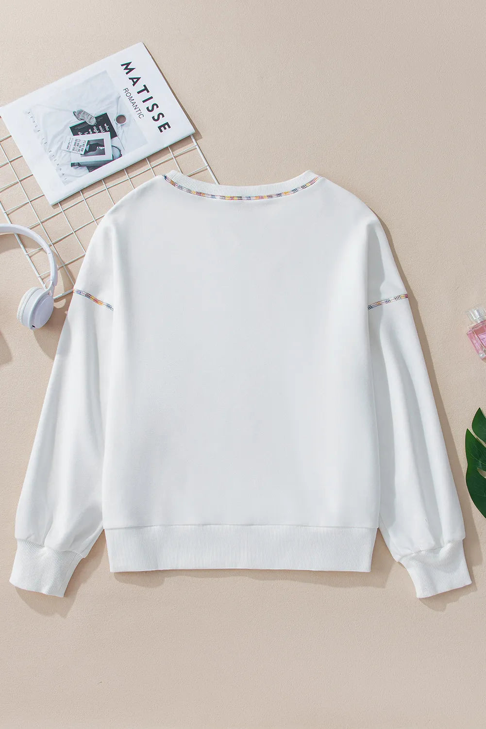 Sequin Football Round Neck Long Sleeve Sweatshirt | Sweatshirts Daverri Fashions