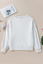 Sequin Football Round Neck Long Sleeve Sweatshirt | Sweatshirts Daverri Fashions
