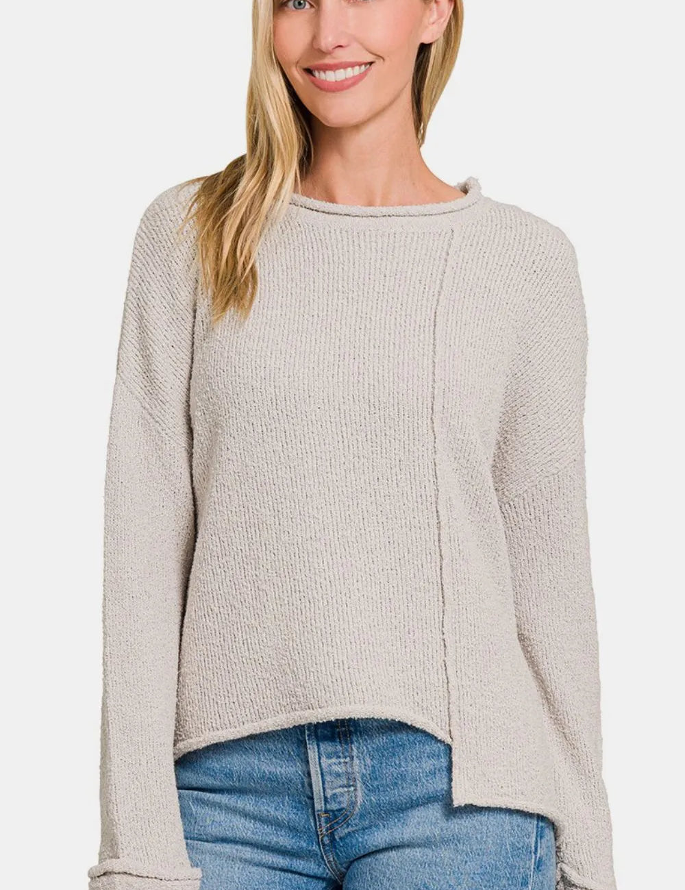 Zenana Asymmetric Hem Drop Shoulder Sweater | Sweaters Daverri Fashions