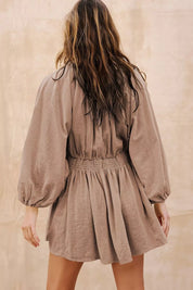 Smocked V-Neck Balloon Sleeve Dress | Dresses Daverri Fashions