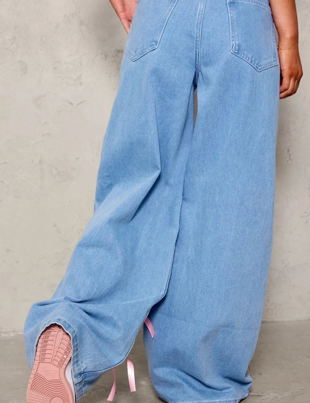 Bow Decorated Wide Leg Denim Jeans | Jeans Daverri Fashions