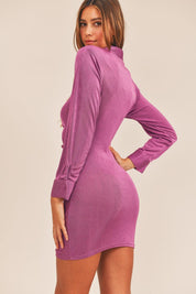 MABLE Front Ruched Button-Down Skinny Mini Shirt Dress | Mini Dresses Daverri Fashions
